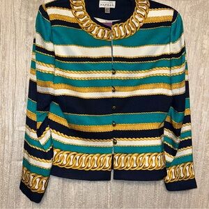 VTG Adrianna Papell Chains 100% Silk Blazer Top Jacket {size 12}